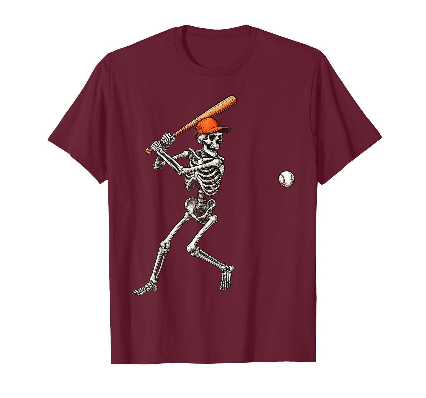 Funny Skeleton Batting Baseball Player Men Boys Halloween T-Shirt