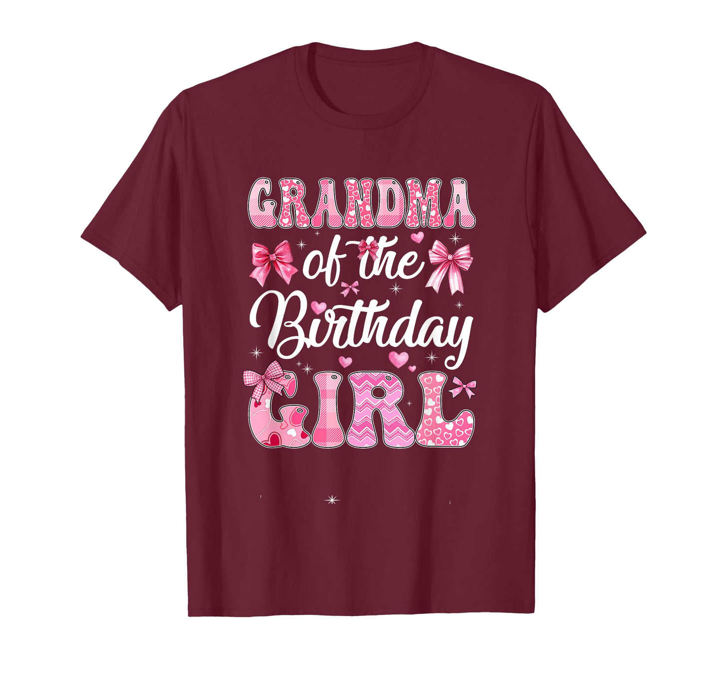 Grandma Of The Birthday Girl Family Pink Coquette Bow T-Shirt