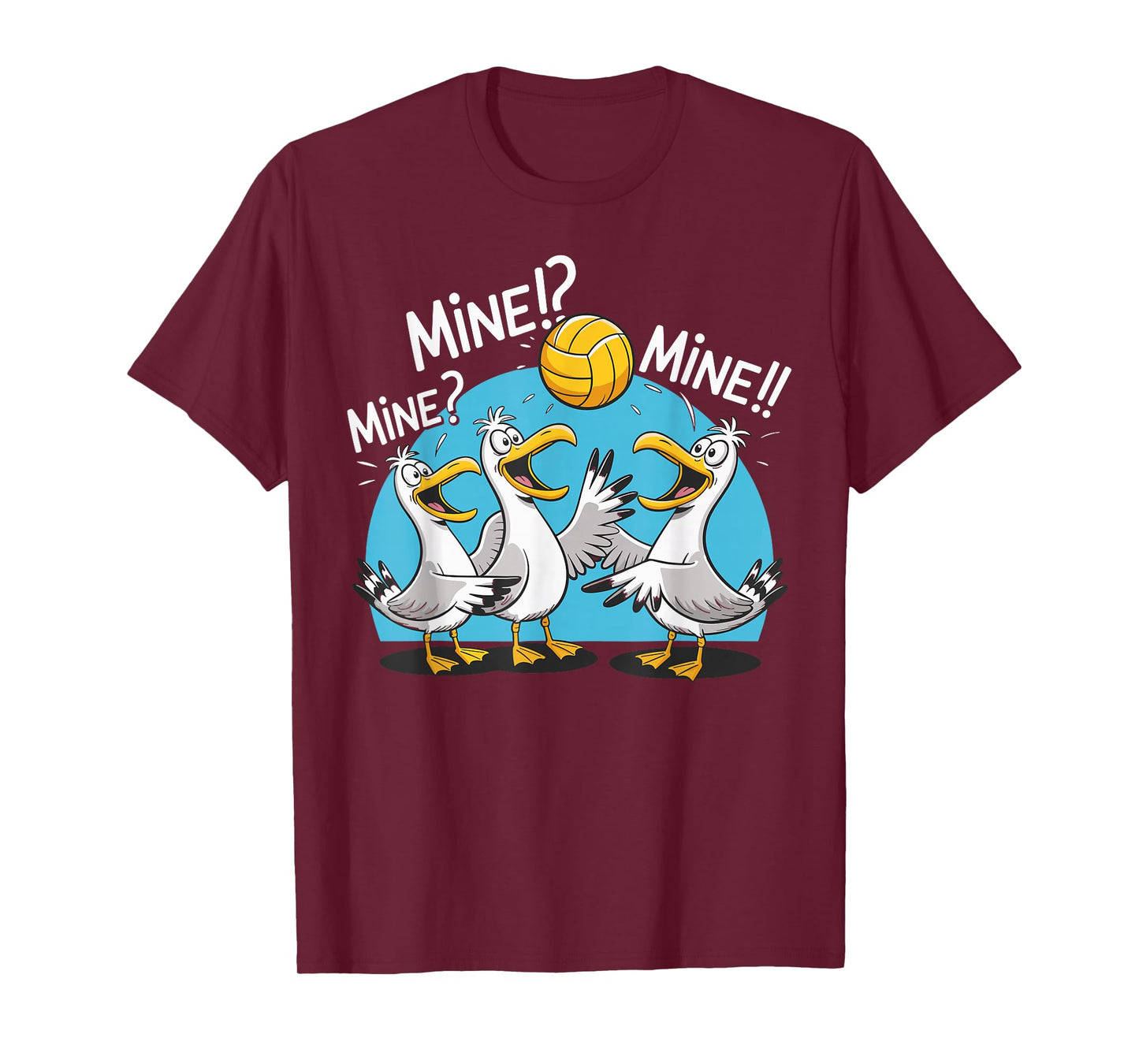 Retro Mine Mine Mine Volleyball Cute Bird Playing Volleyball T-Shirt