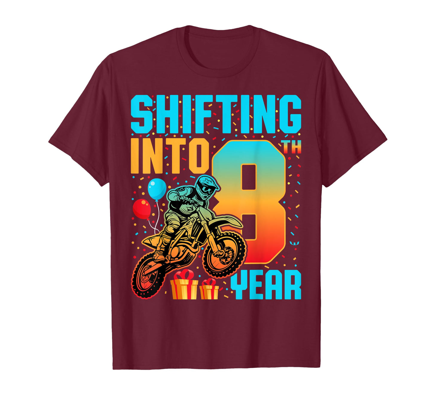 Shifting Into 8th Year Motocross Dirt Bike 8th Birthday T-Shirt