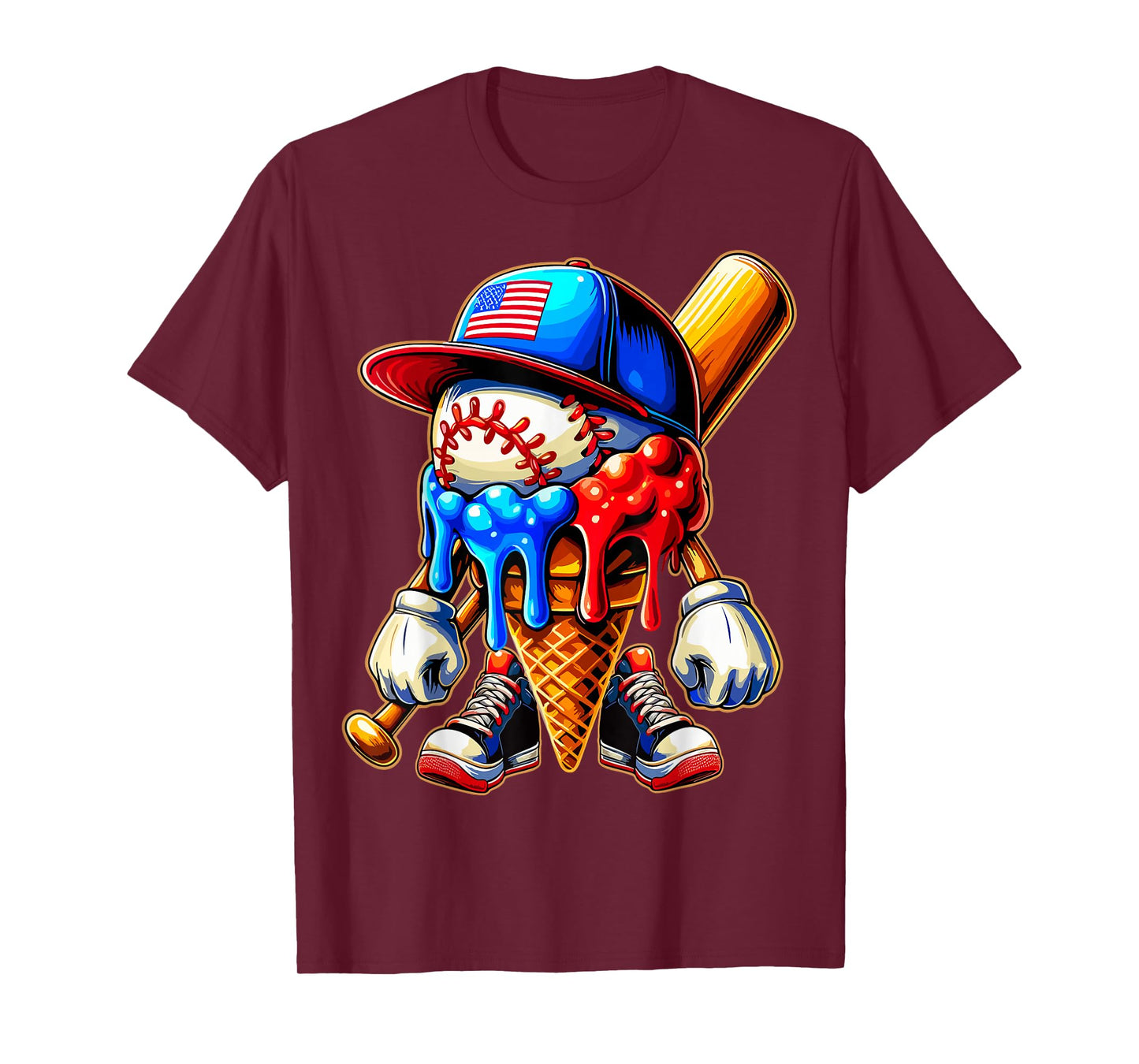 Baseball Boys Ice Cream Drip T-Shirt