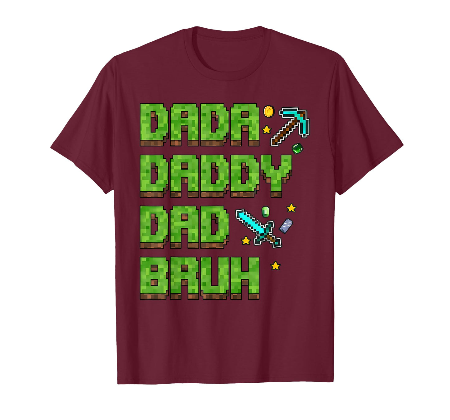 Dada Daddy Dad Bruh Gifts Father's Day Game Pixel T-Shirt