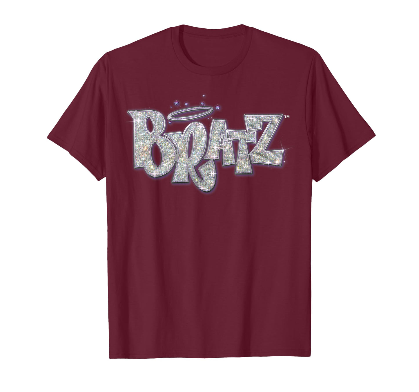 Bratz Silver Glitter Logo Purple Lining Angel Halo Sparkles T-Shirt