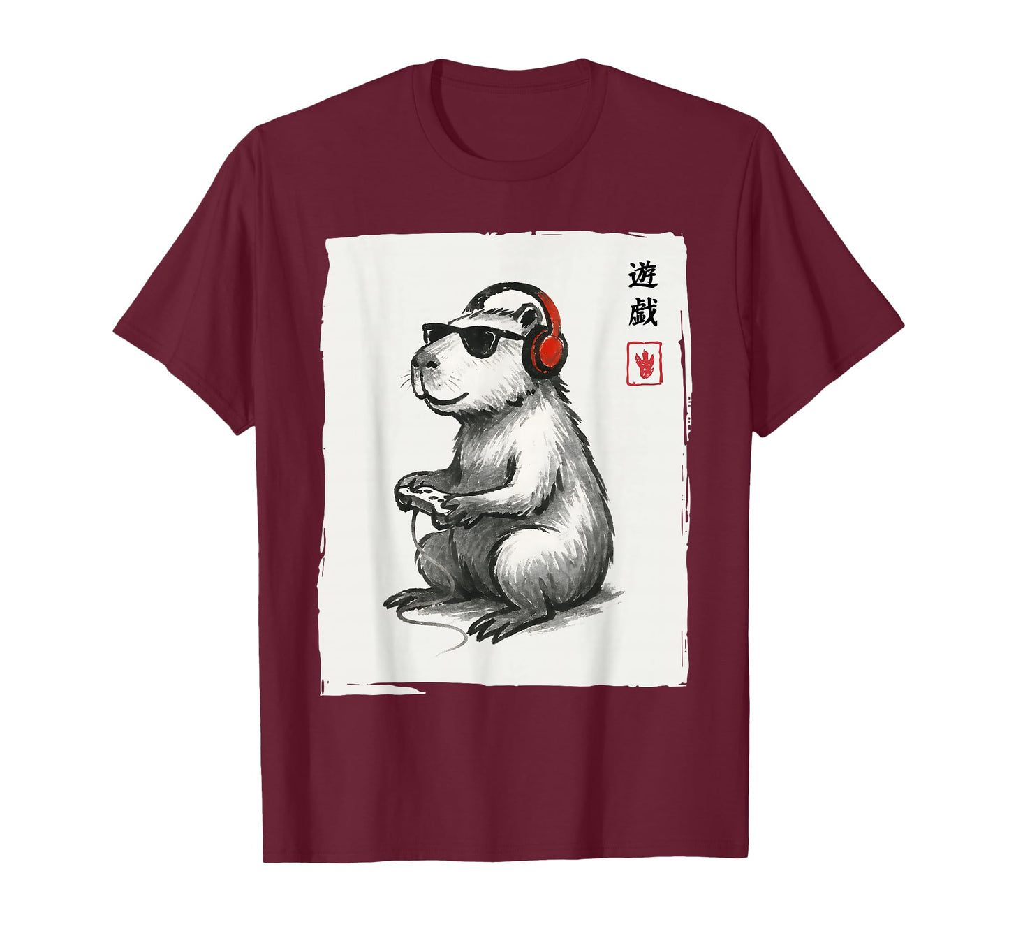 Gamer Japanese Art Men Women Teens Kids Funny Capybara T-Shirt