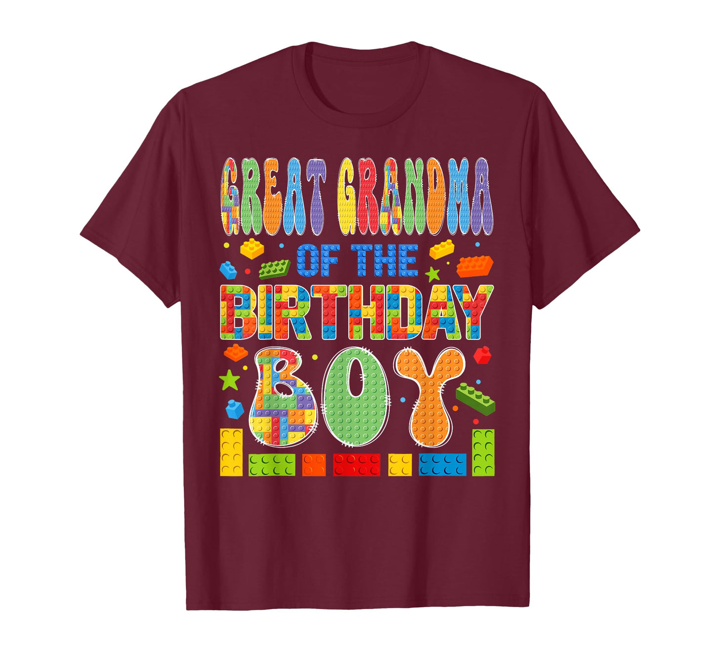 Great Grandma Of The Birthday Boy Building Block Birthday T-Shirt