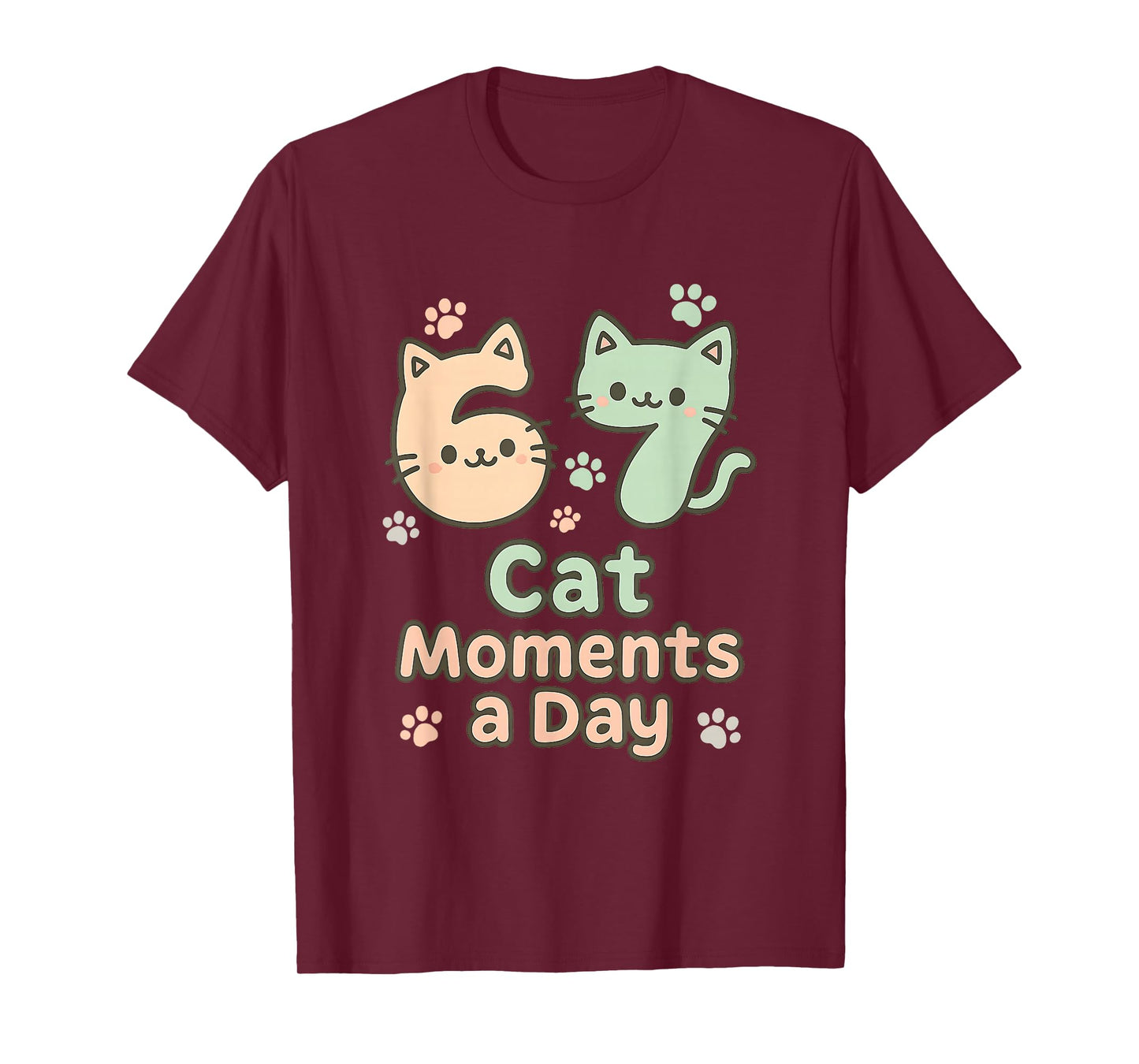 Kawaii Cat Kitten Mom 6 7 Alpha Gen Slang Six Seven Meme T-Shirt