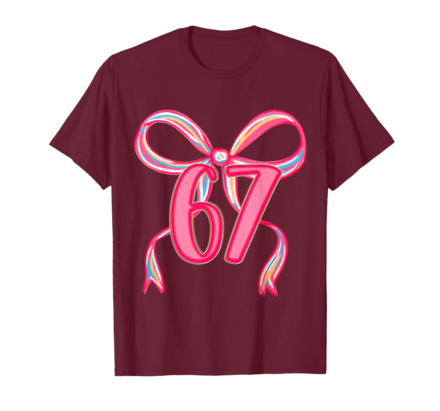 Six Seven Coquette Girl Bow Cool Meme 67 Funny Number Slang T-Shirt