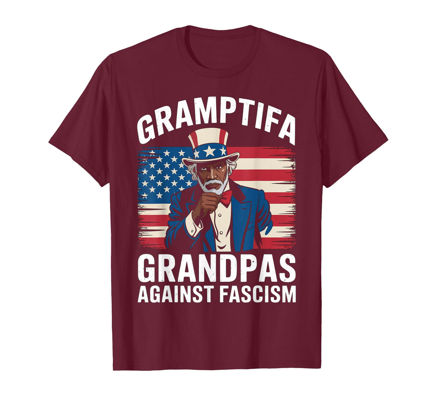 Gramptifa Black Grandpa Against Fascism Flag Resist No Kings T-Shirt