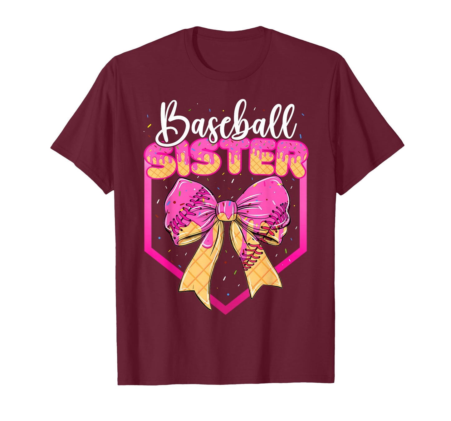 Baseball Sister Drip Ice Cream Drip Girls Sprinkle Youth T-Shirt