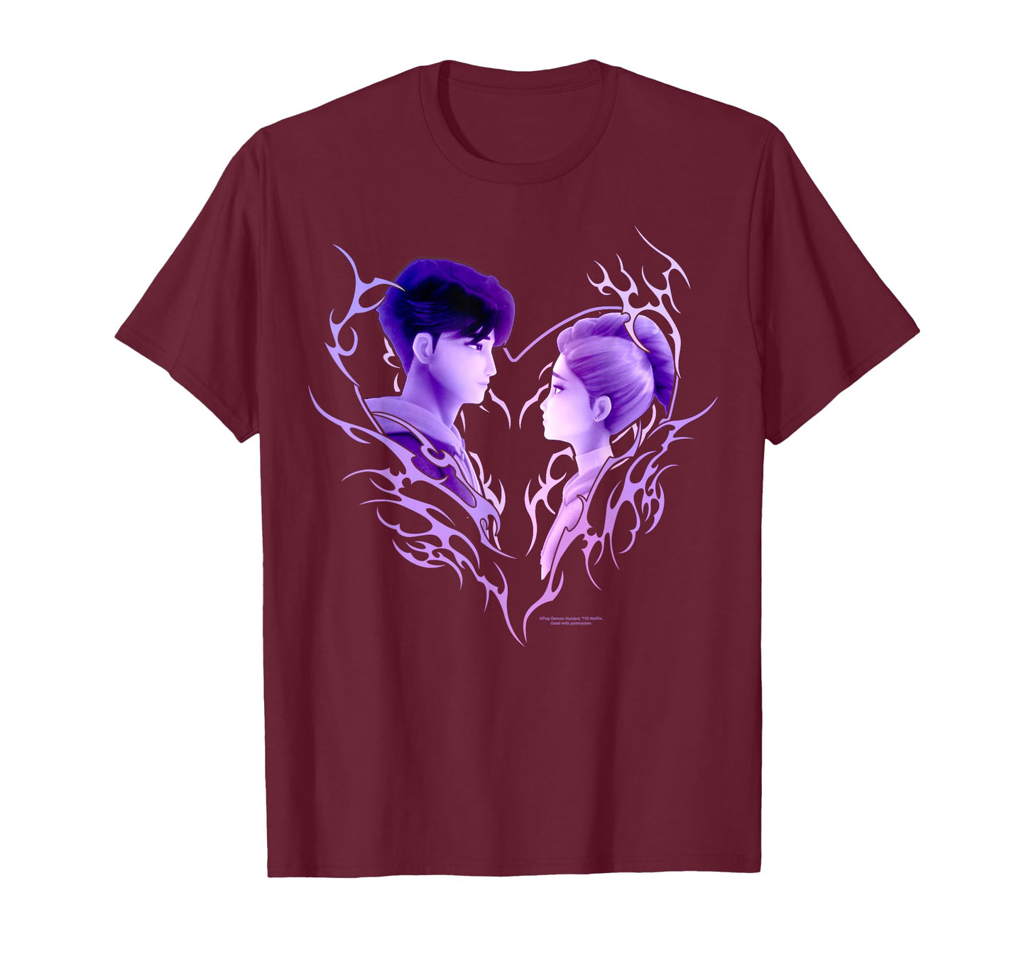 Kpop Demon Hunters Halloween Jinu & Rumi Heart Portrait T-Shirt