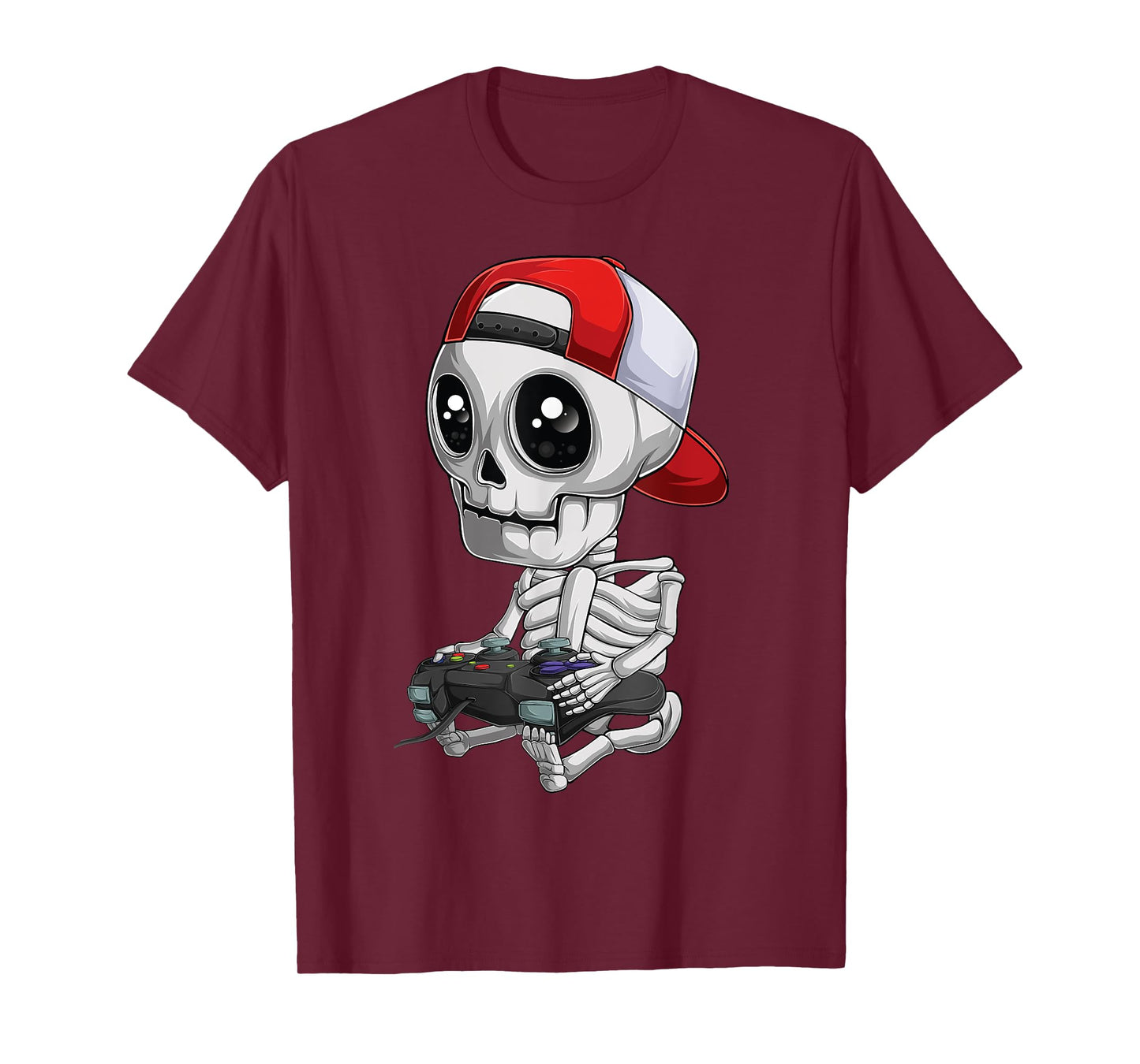 Skeleton Halloween Video Gamer Gifts Kids Boys Teens Men T-Shirt