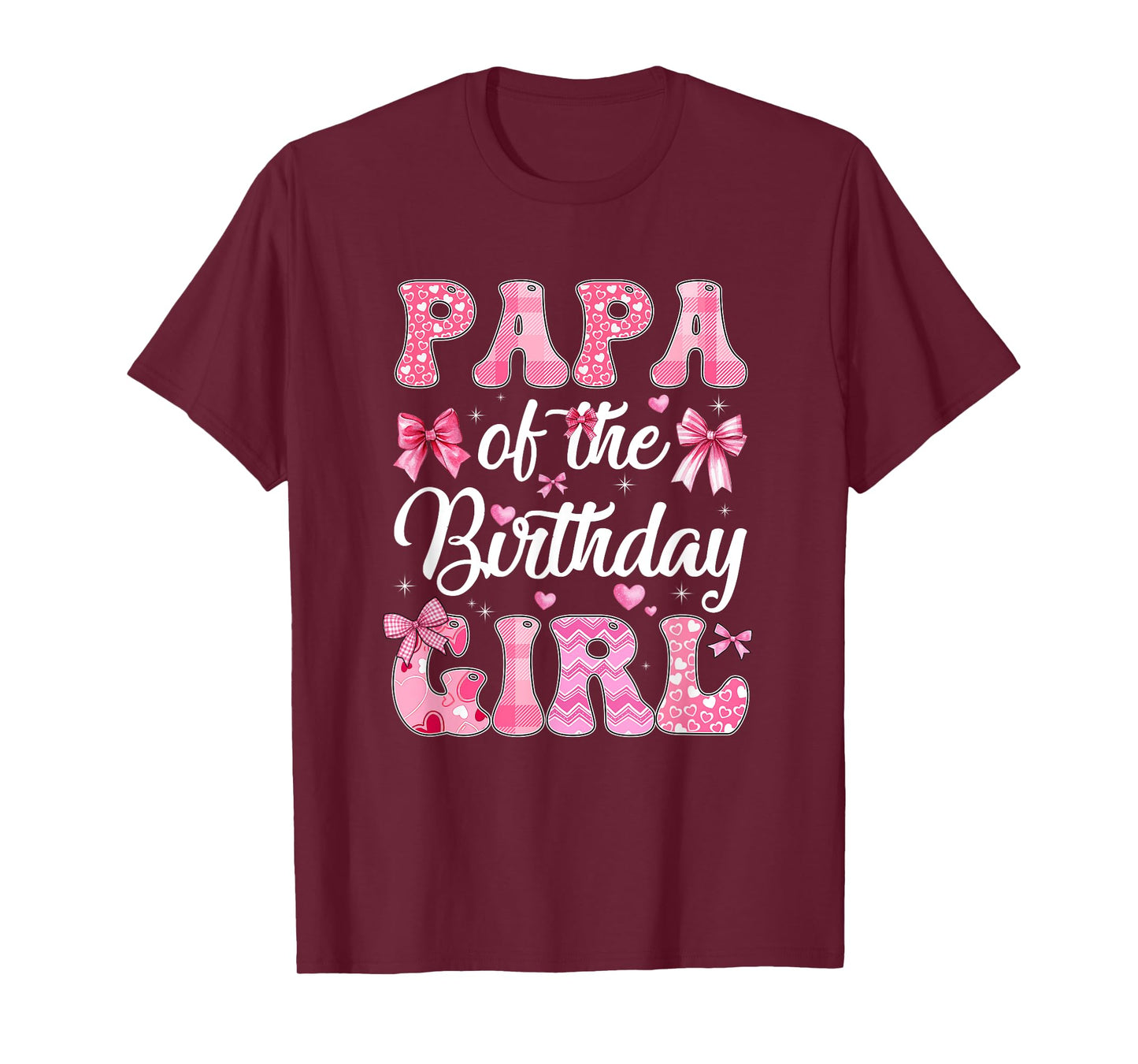 Papa Of The Birthday Girl Family Pink Coquette Bow T-Shirt