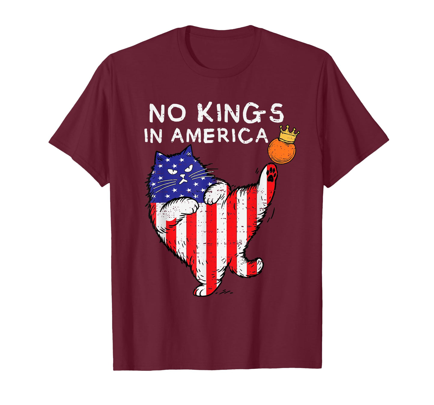 No Kings In America Funny Cat USA Protest Save Democracy T-Shirt