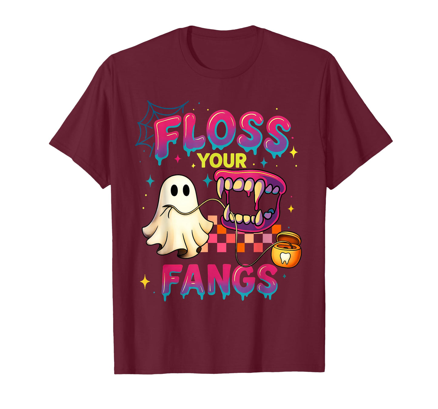 Floss Your Fangs Spooky Dentist Funny Boo Dental Halloween T-Shirt
