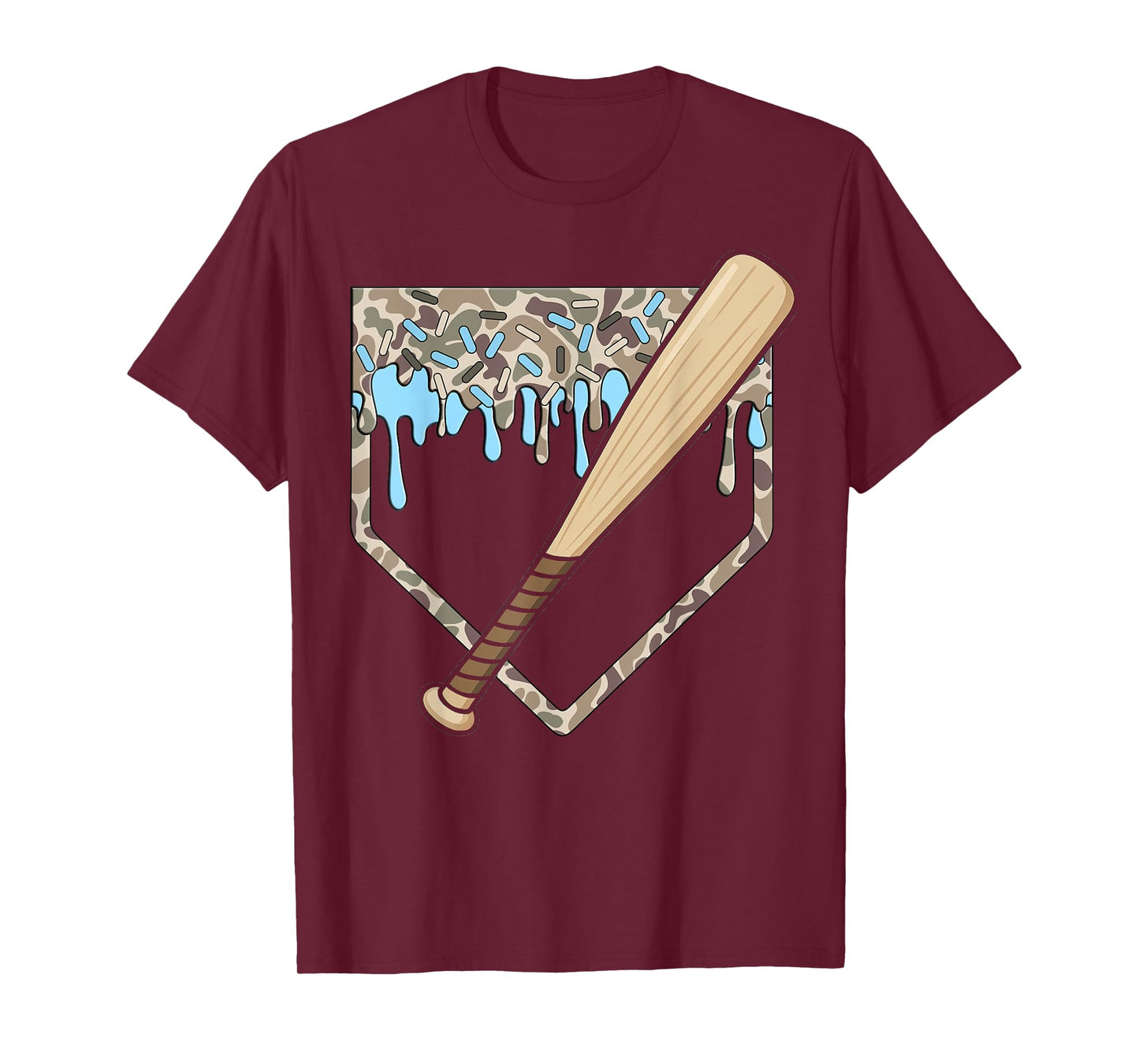Baseball Drip Camo Baseball Home Plate Bat Boys Sports T-Shirt