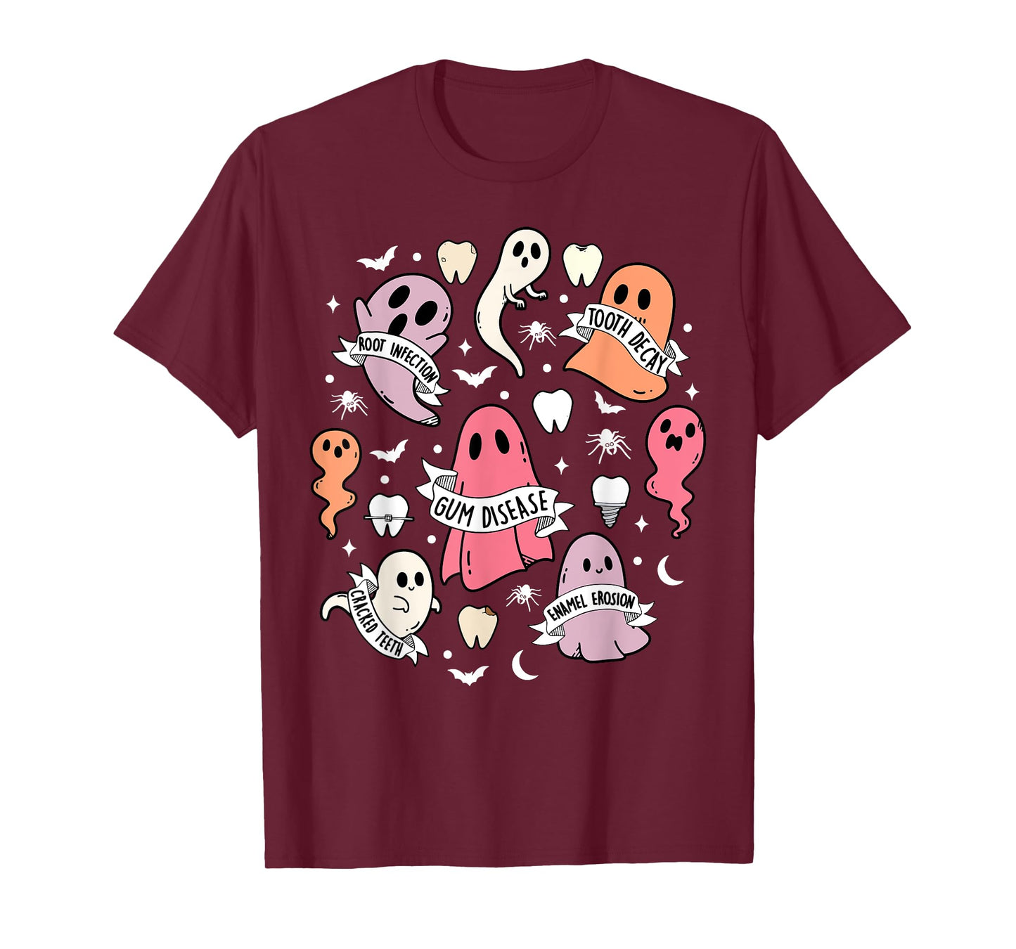 Dentist Ghost Spooky Halloween Dental Hygienist Assistant T-Shirt
