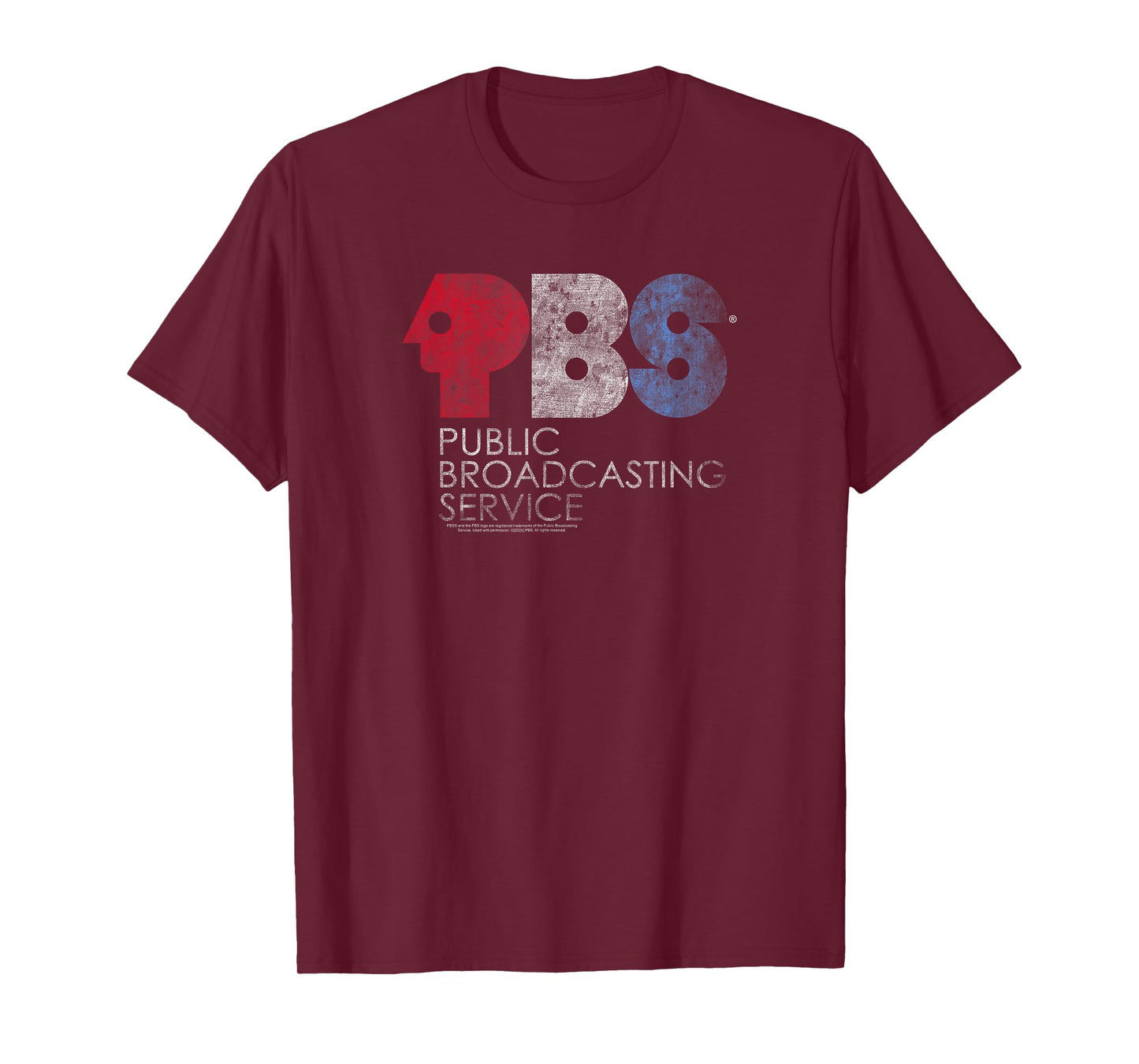 PBS Distressed Red White and Blue Vintage Logo T-Shirt