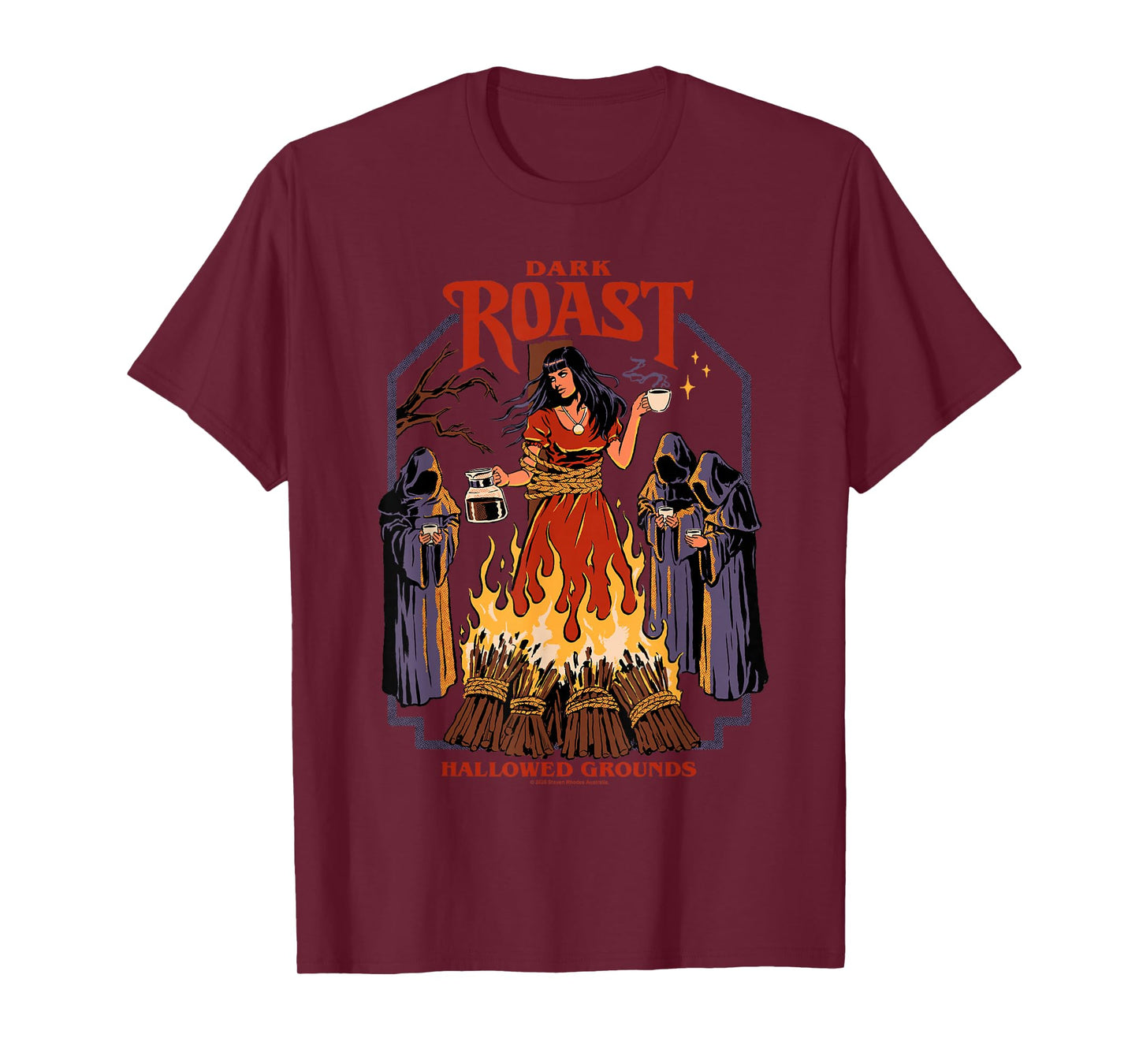 Dark Roast Coffee Witch Occult Retro Funny Adult Humor T-Shirt