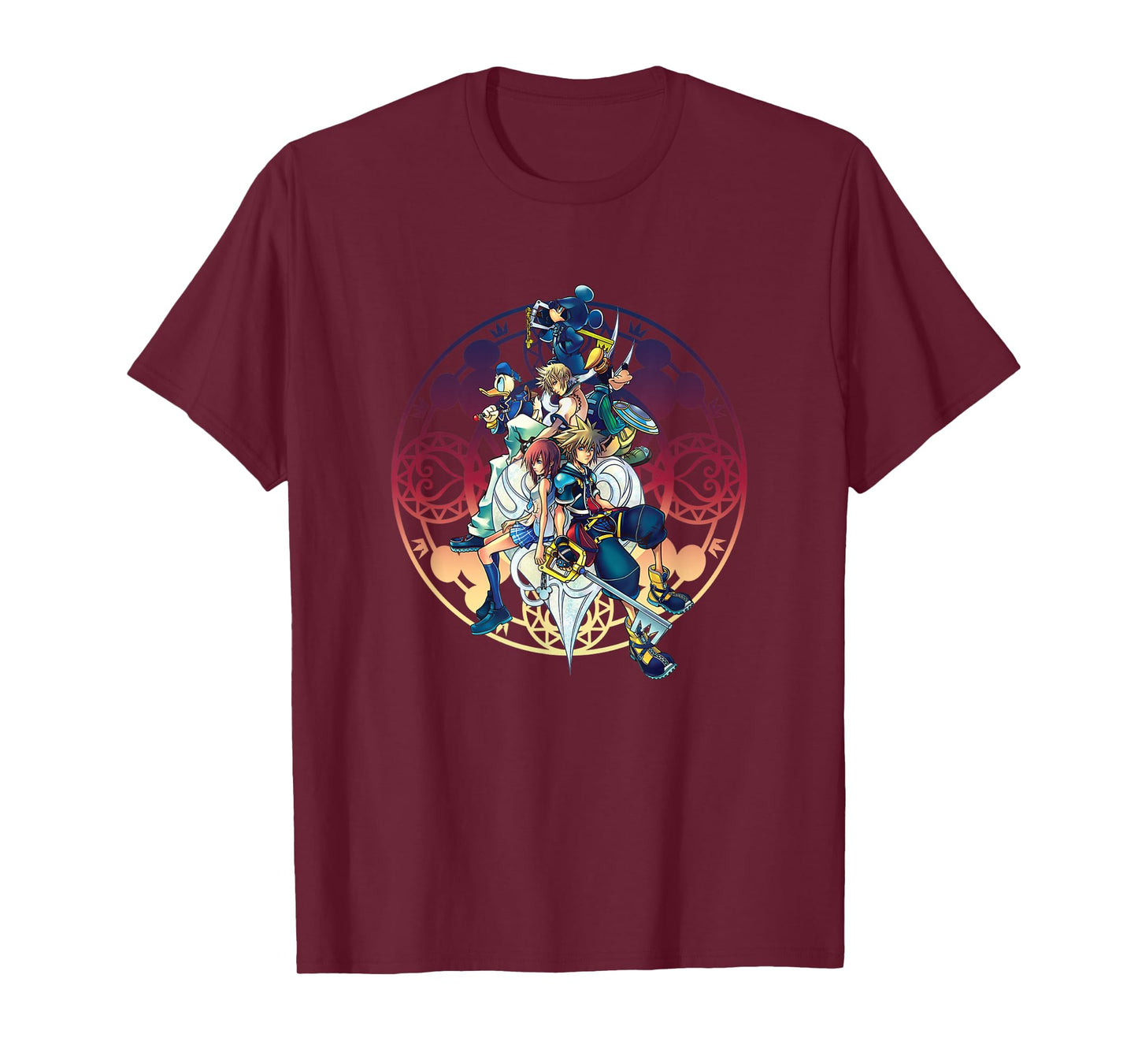 Disney Kingdom Hearts Group Shot Color Gradient Circle Heart T-Shirt