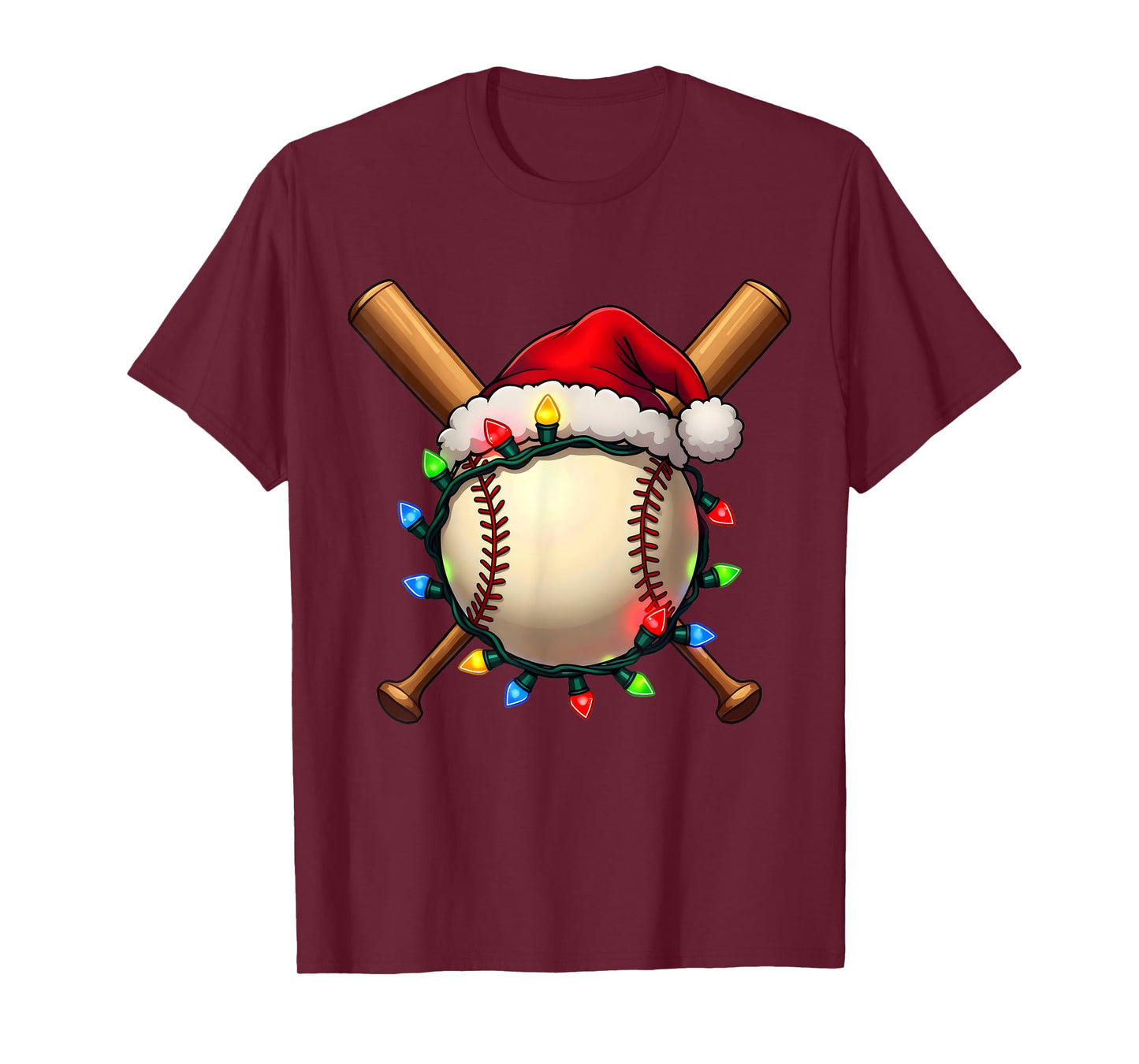 Santa Sports For Men Boys Christmas Day Baseball Player Cool T-Shirt