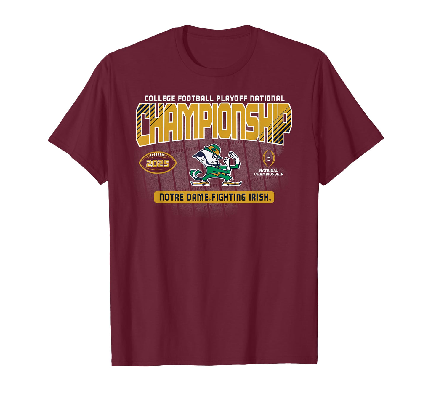 Elite Authentics Notre Dame Fighting Irish CFP Championship T-Shirt, Unisex-Adult, Blue, Small, Short Sleeve