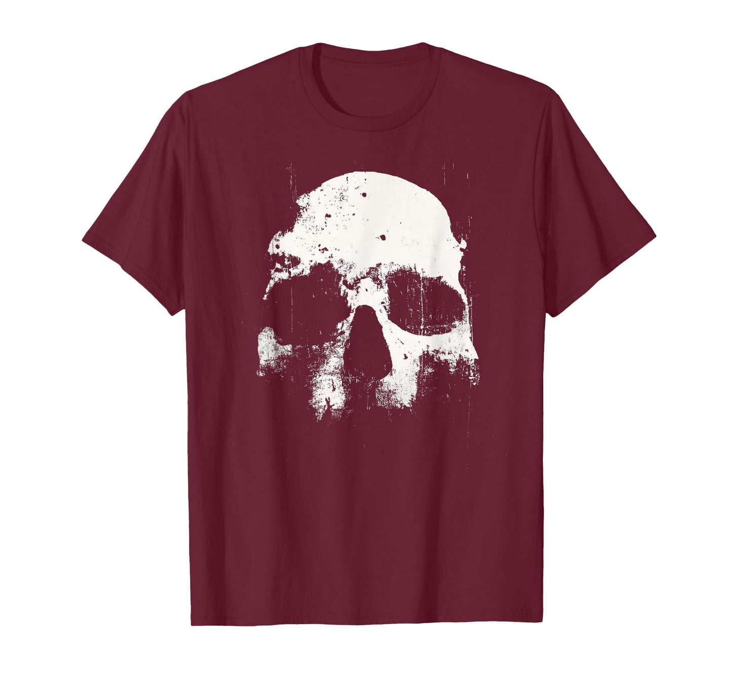 Skull Grunge Black White Art Graphic Halloween Men Women T-Shirt