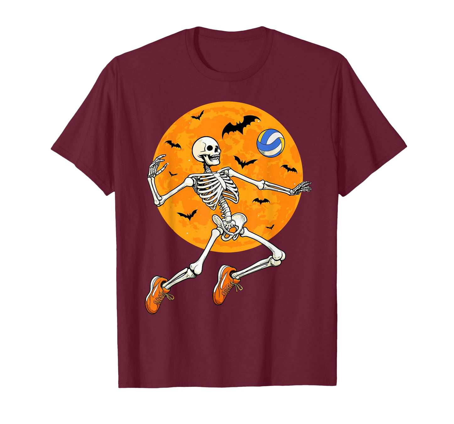 Volleyball Skeleton Spooky Boys Halloween Volleyball Player T-Shirt