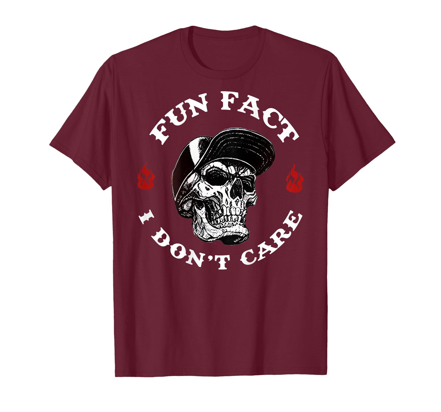 (ON BACK) Fun Fact I Don't Care Funny Skeleton Saying Quote T-Shirt