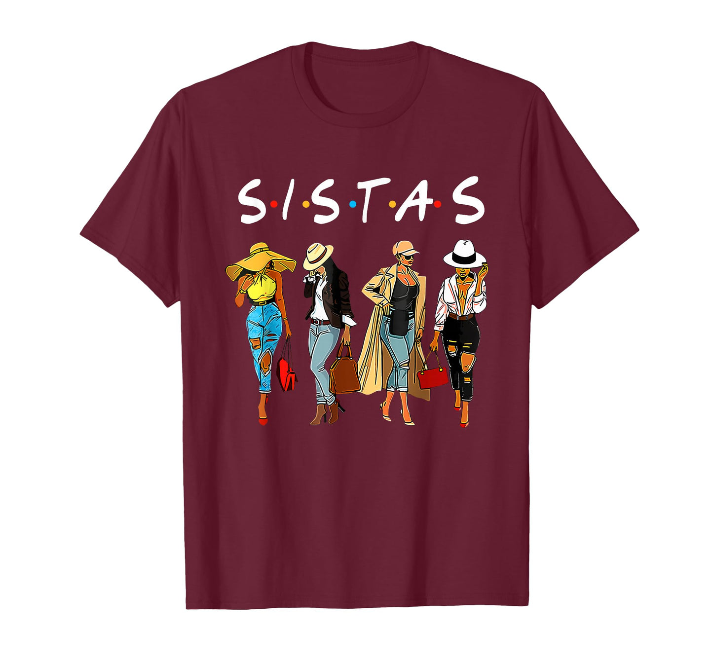 Cute Proud Black Sistas Queen Melanin African American Women T-Shirt