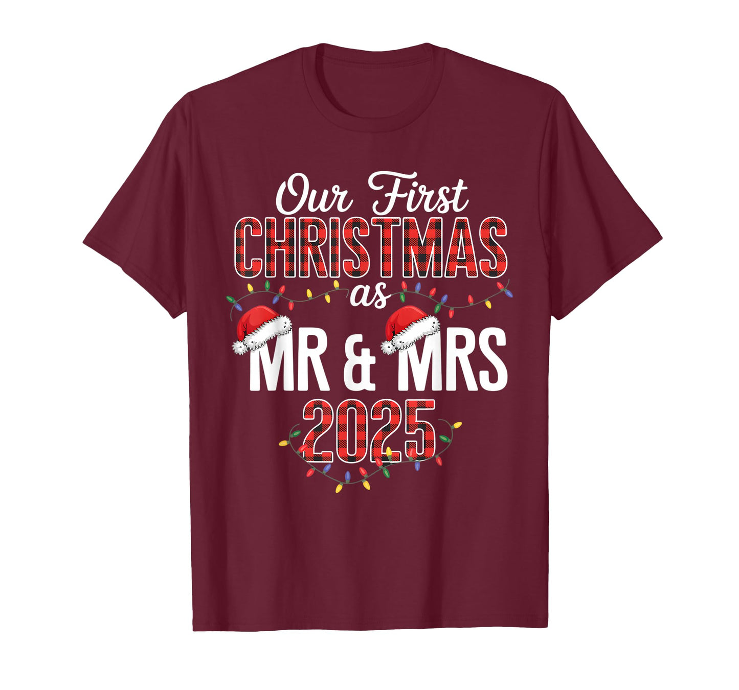 Our First Christmas As Mr & Mrs 2025 Couple Pajamas Matching T-Shirt