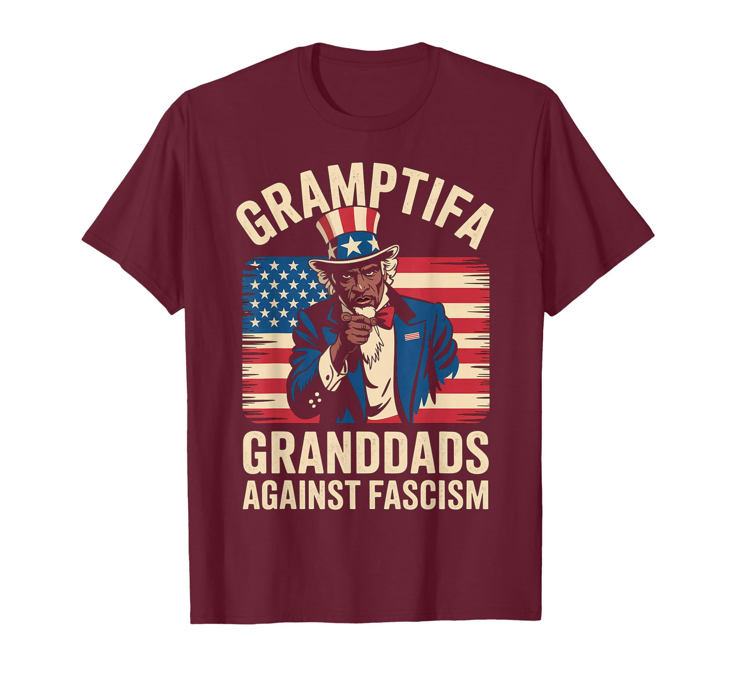 Gramptifa Black Grandad Against Fascism Flag Resist No Kings T-Shirt