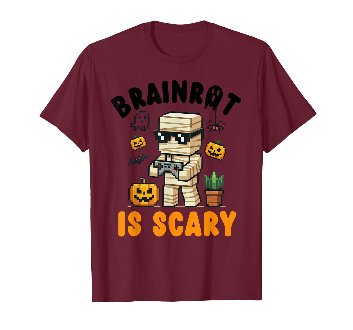 Brain Rot Costume Shirt Kids Halloween Scary Teen Boys Gamer T-Shirt