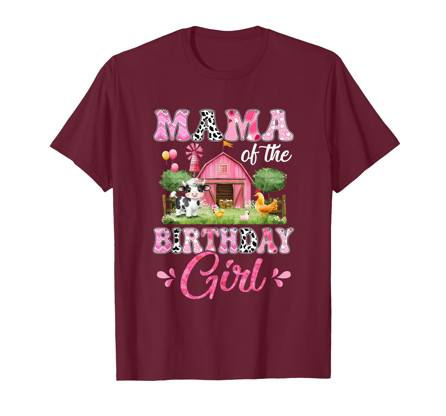 Mama Of The Birthday Girl 1St Birthday Cow Farm Family T-Shirt