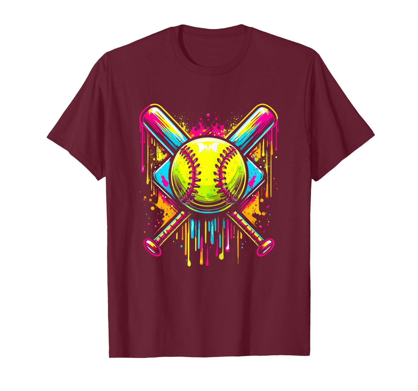 Softball Girl Ice Cream Softball Drip T-Shirt