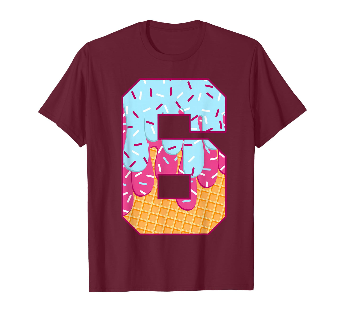 Number 6 Ice Cream Drip Matching Numbers Costume Meme T-Shirt