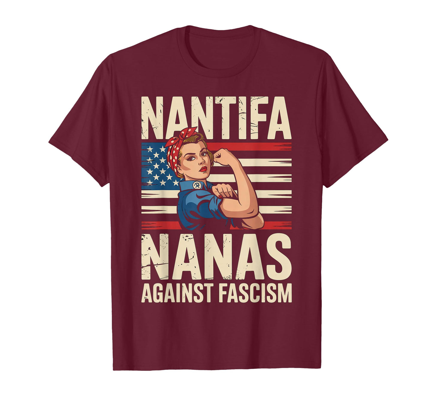 Nantifa Nana Against Fascism Flag Resist No Kings Grandma T-Shirt