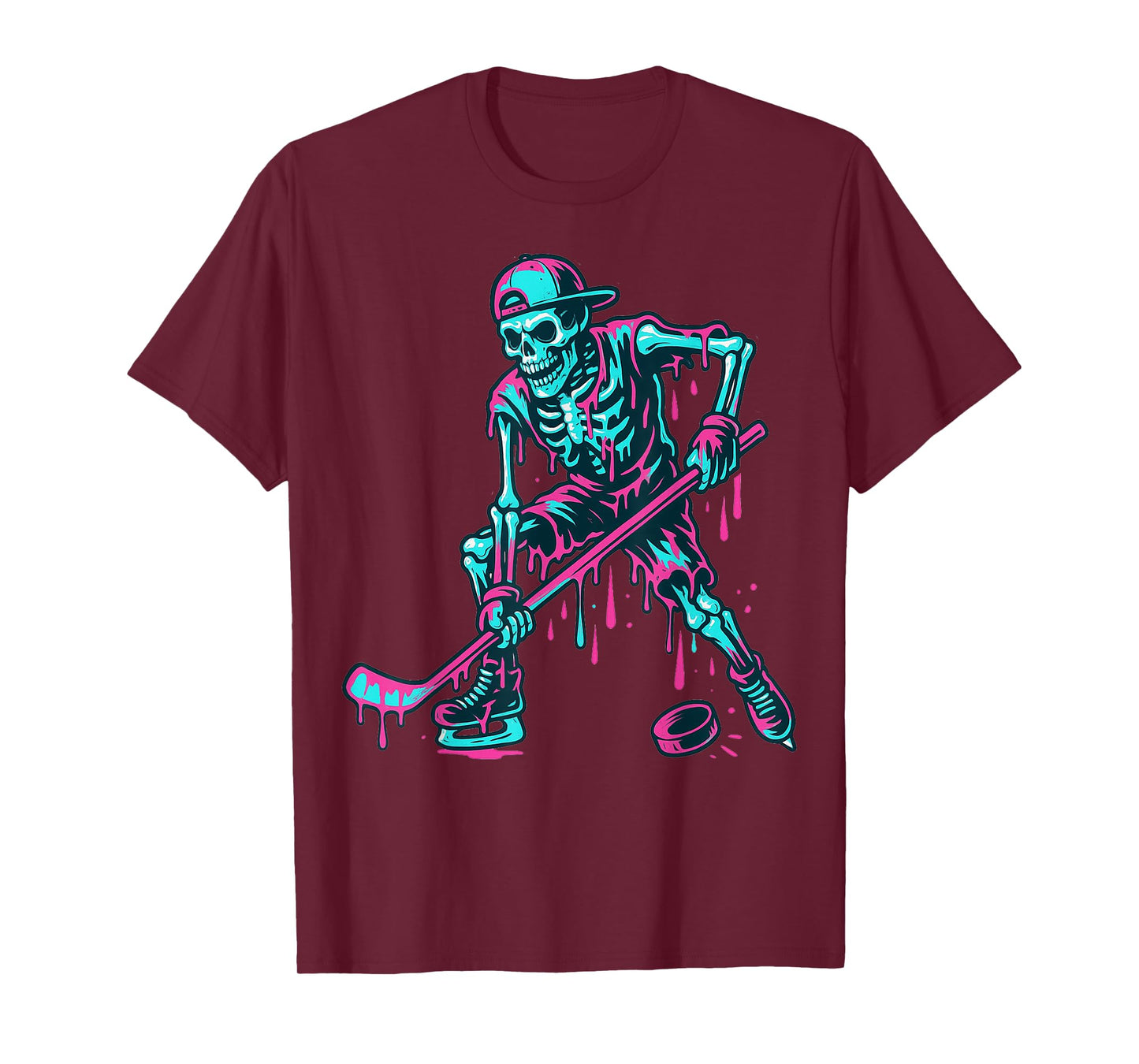 Skeleton Hockey Drip Boys Ice Cream Drip Youth Boys Hockey T-Shirt