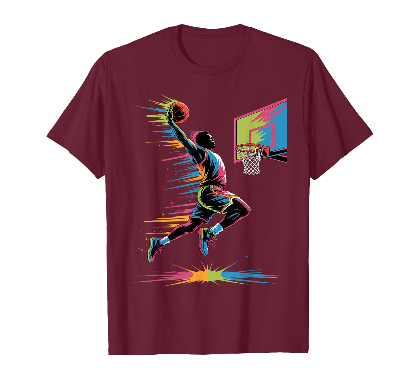 Urban Slam Dunk Art | Abstract Drip Basketball Graphic Only T-Shirt