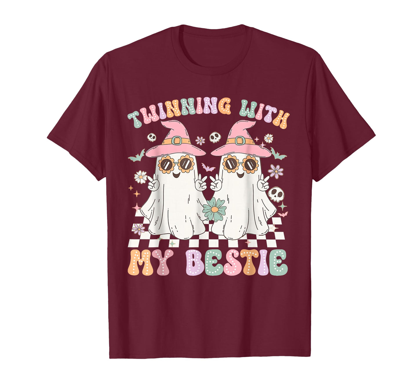 Groovy Twins Ghost Twinning With My Bestie Halloween Funny T-Shirt