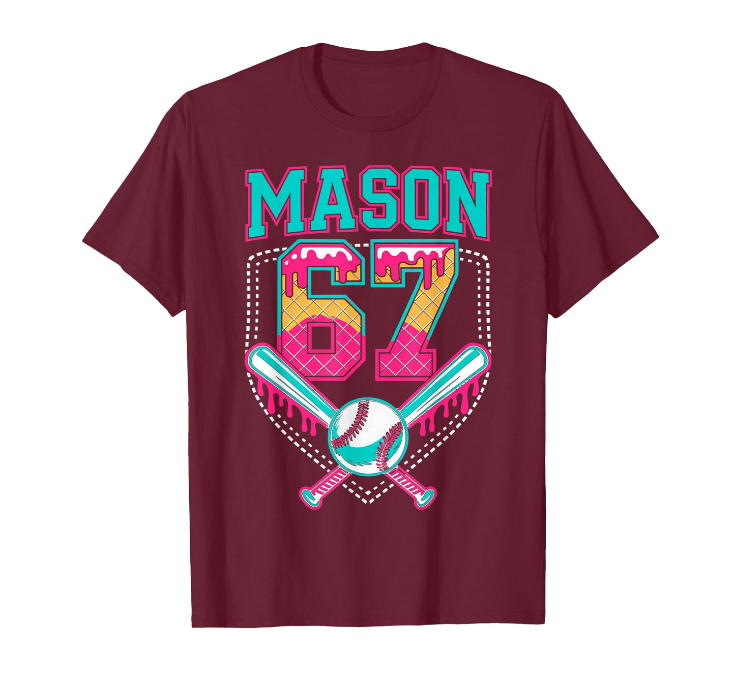 Trendy Mason 67 Mem Ice Cream Drip Baseball Birthday Costume T-Shirt