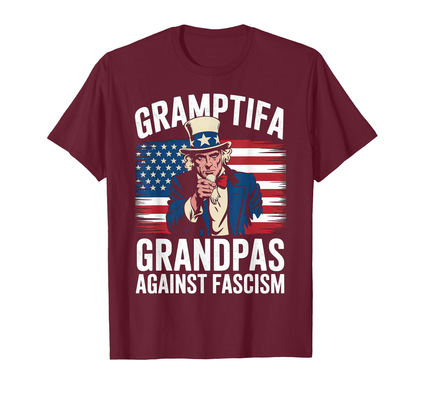 Gramptifa Grandpa Against Fascism Flag Resist No Kings Papa T-Shirt