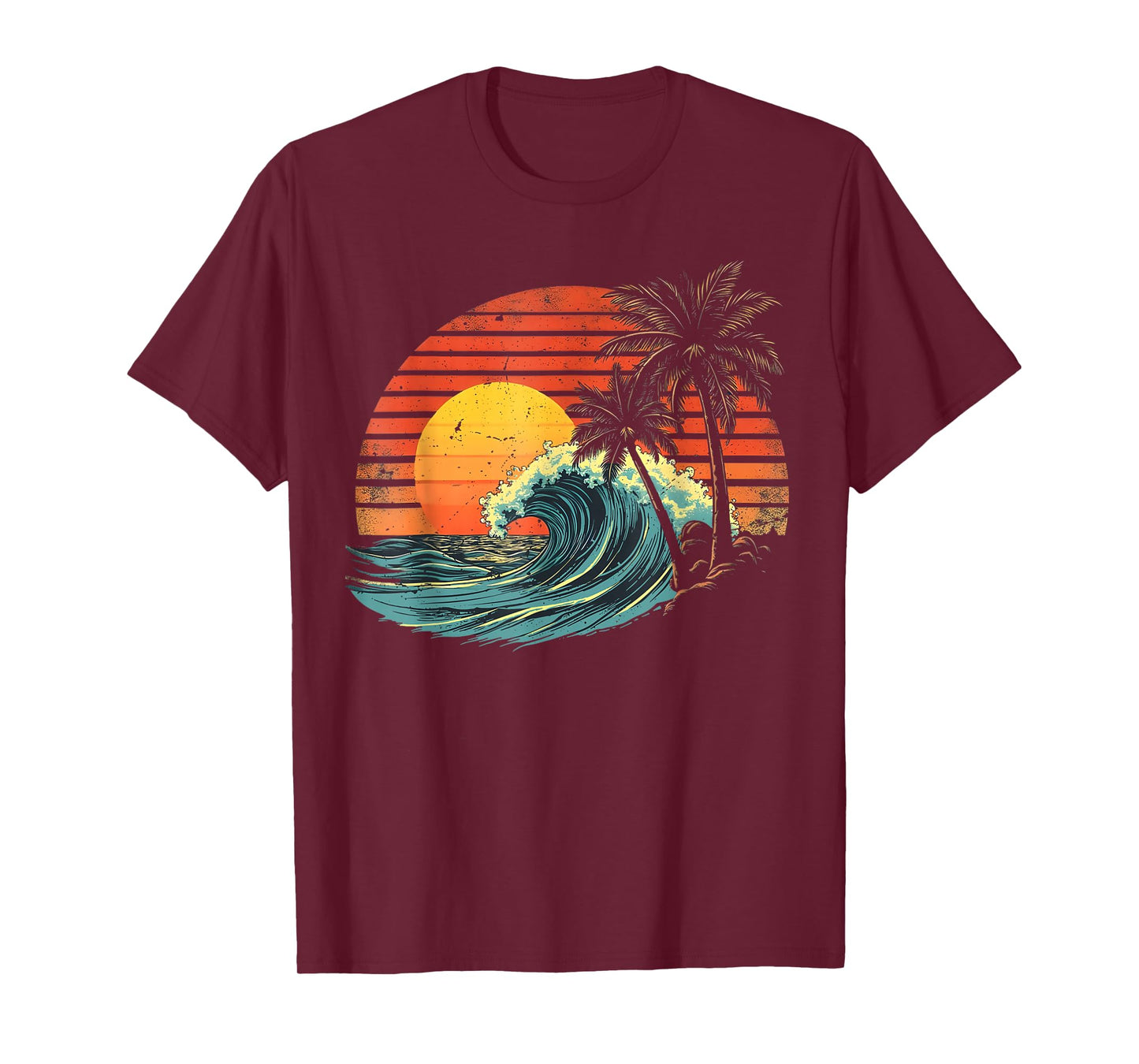 Retro Tropical Vintage Sunset Beach Palm Tree For Men Women T-Shirt