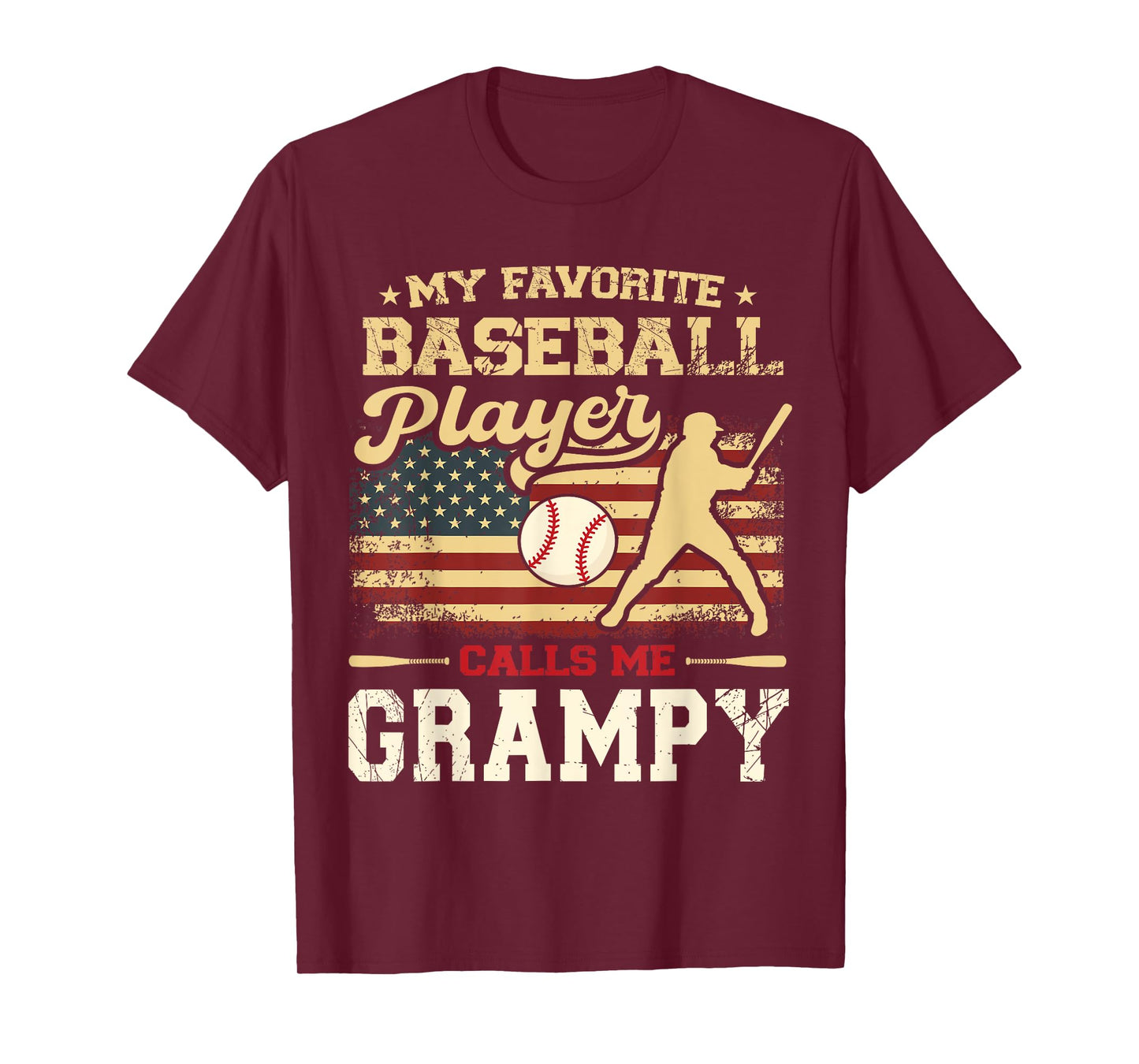 My Favorite Baseball Player Calls Me Grampy US Flag T-Shirt