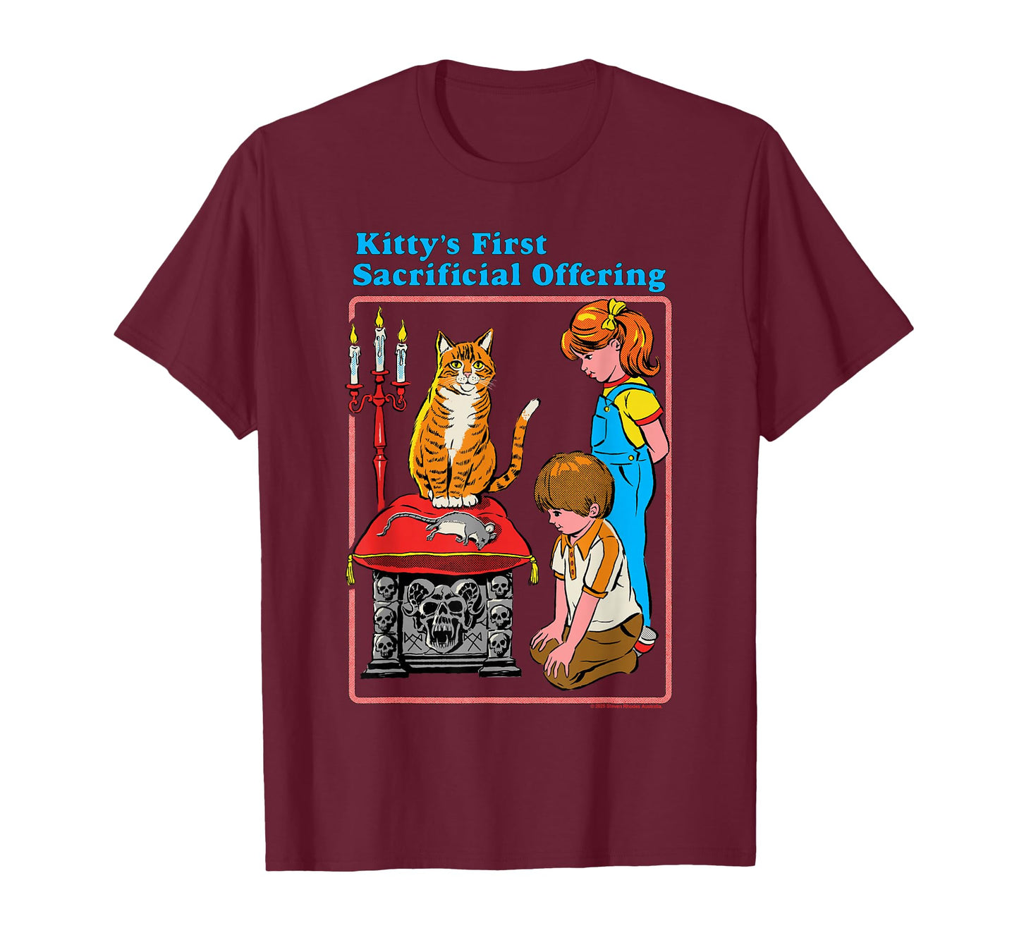 Kittys First Offering Satanic Retro Funny Adult Humor T-Shirt