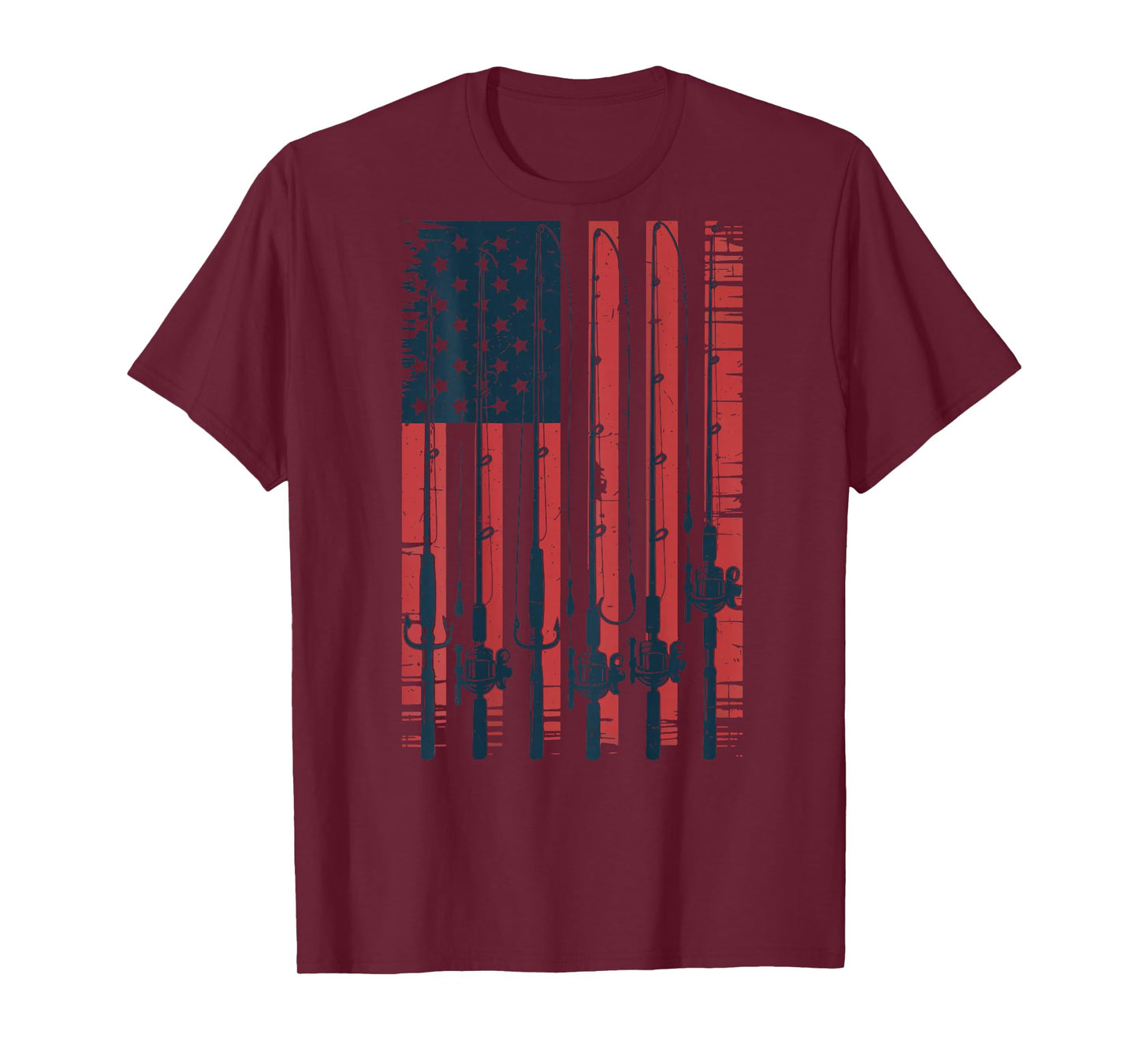 American Flag Fishing Pole Patriotic Fishing Gift Funny Dad T-Shirt