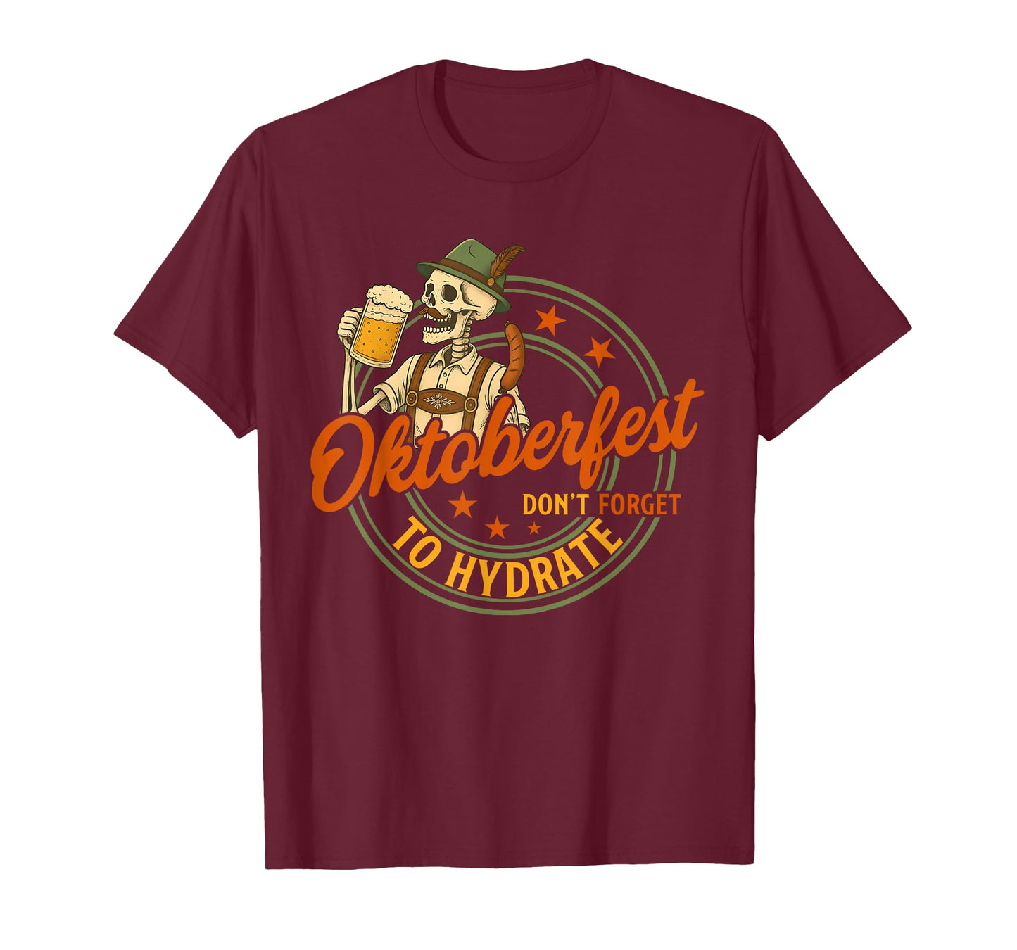 Oktoberfest Skeleton Beer Sausage Funny Party Halloween Men T-Shirt