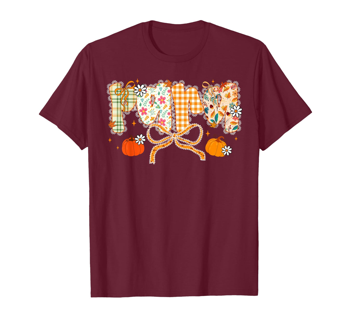 Thanksgiving Fall Autumn para Educator School Women Lace Bow T-Shirt