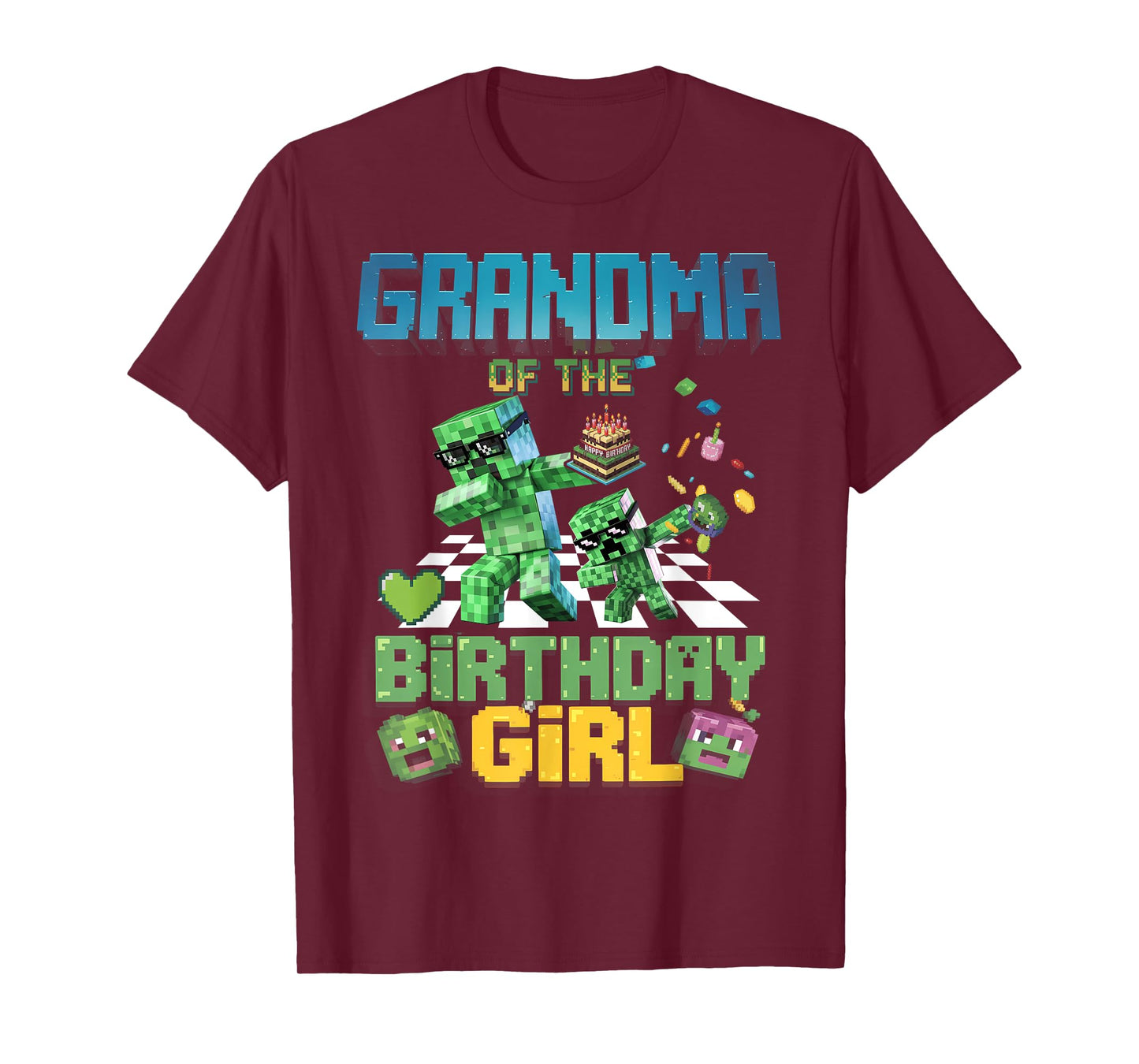 Grandma of the Birthday Girl Funny Video Game Pixel T-Shirt