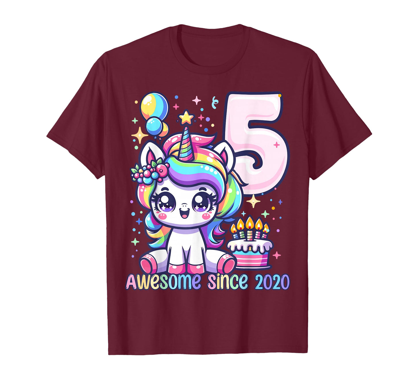 Unicorn 5th Birthday 5 Year Old Unicorn Party Girls Outfit T-Shirt
