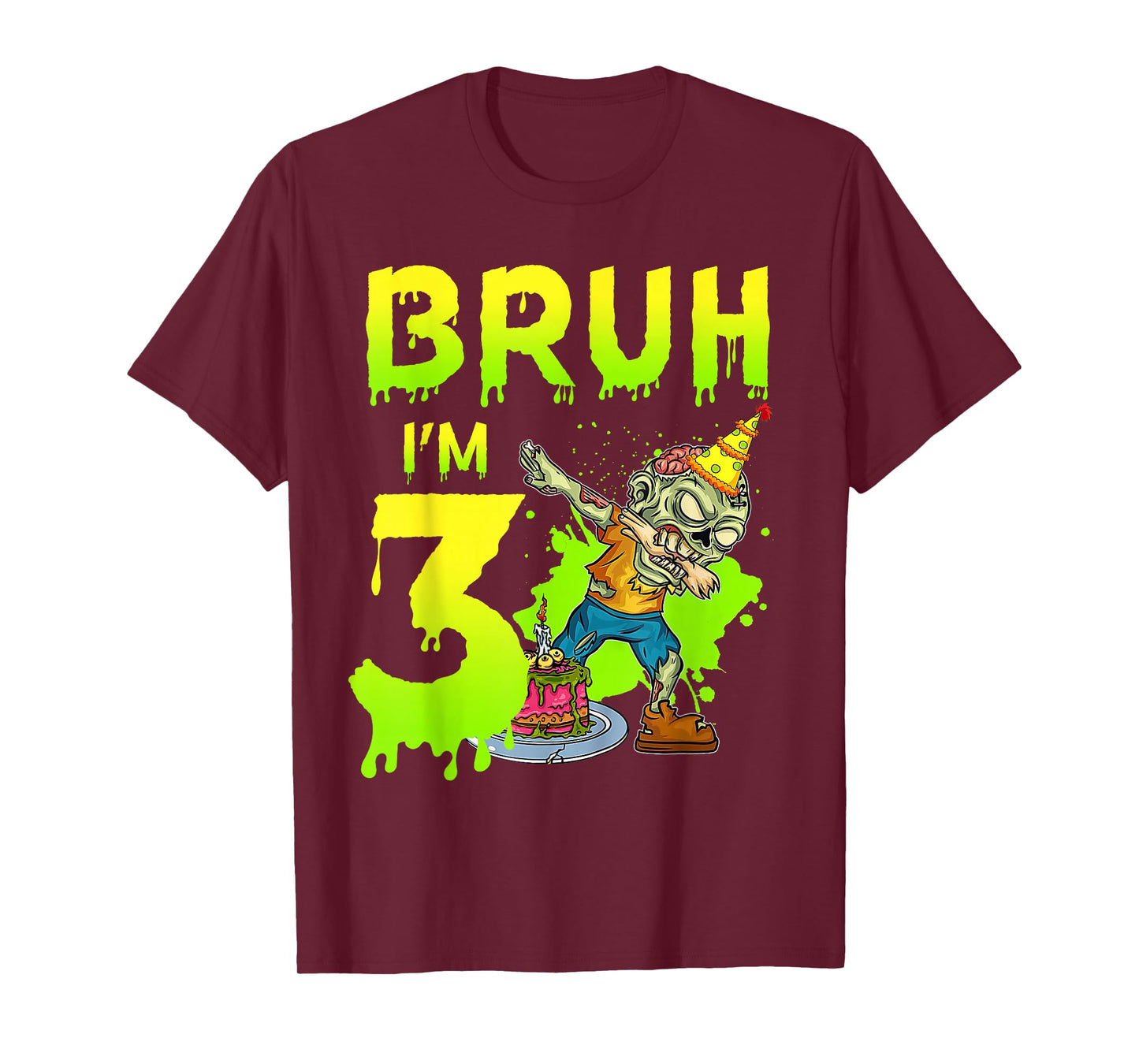 Bruh I'm 3rd Birthday Zombie Lover 3 Years Old Boys T-Shirt